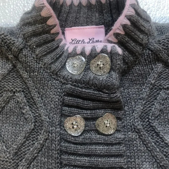 Little Lass Girls Gray Knit Vest Sleeveless Diamond Pattern Button Down - Picture 3 of 8